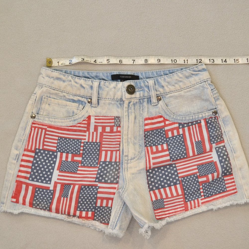 American Flag Denim Shorts